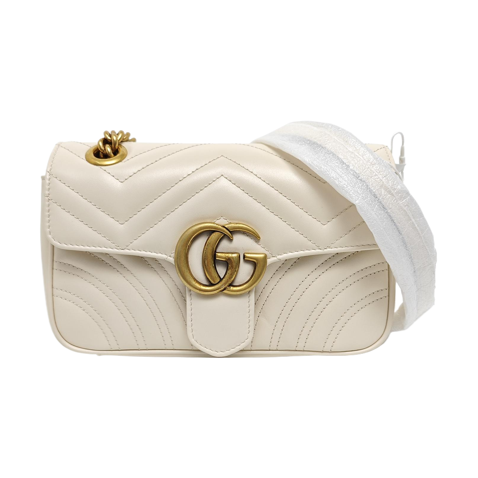 GG Marmont Small Quilted Calfskin White