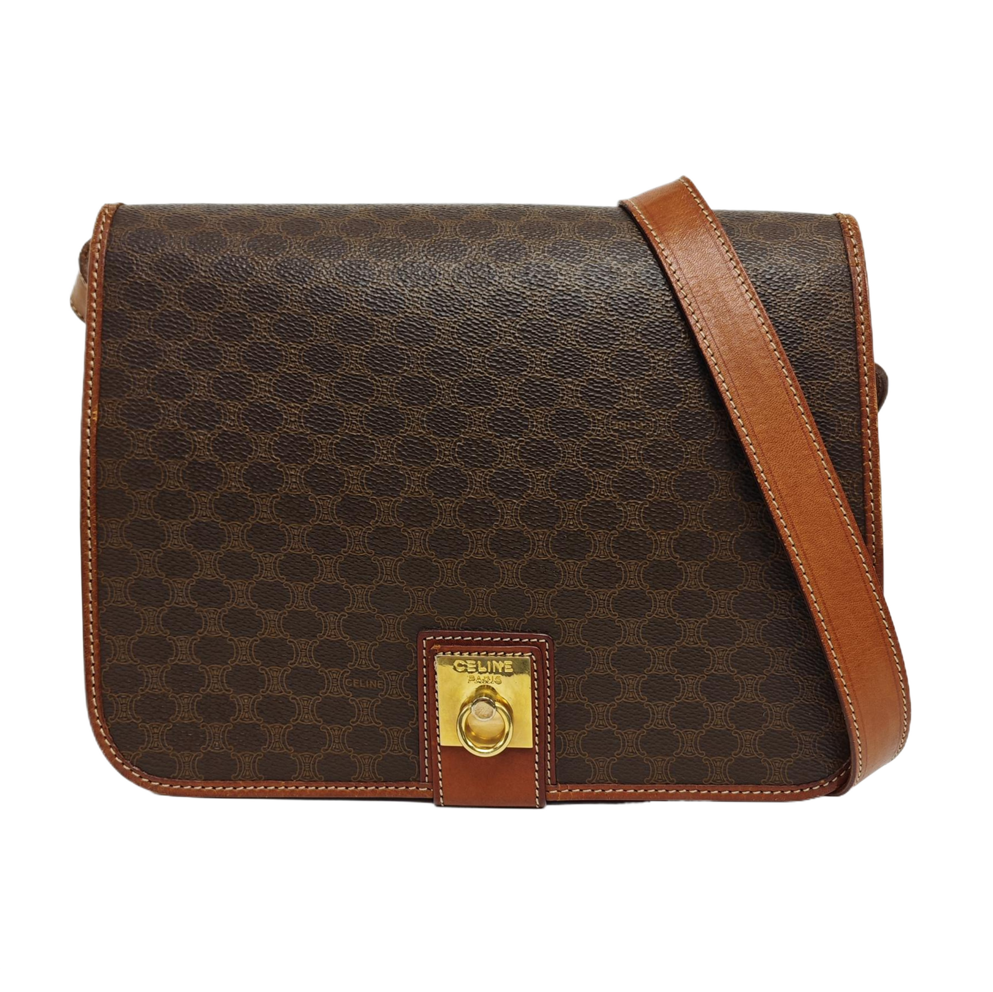 Authenticated pre-owned  MACADAM BLASON TRIOMPHE Coated Canvas Brown - Shoulder Bag at Looply