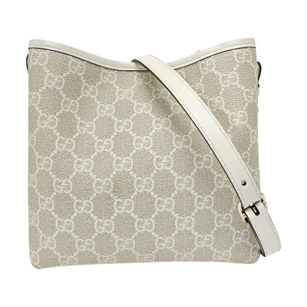 GG Emblem Small Monogram Coated Canvas Beige