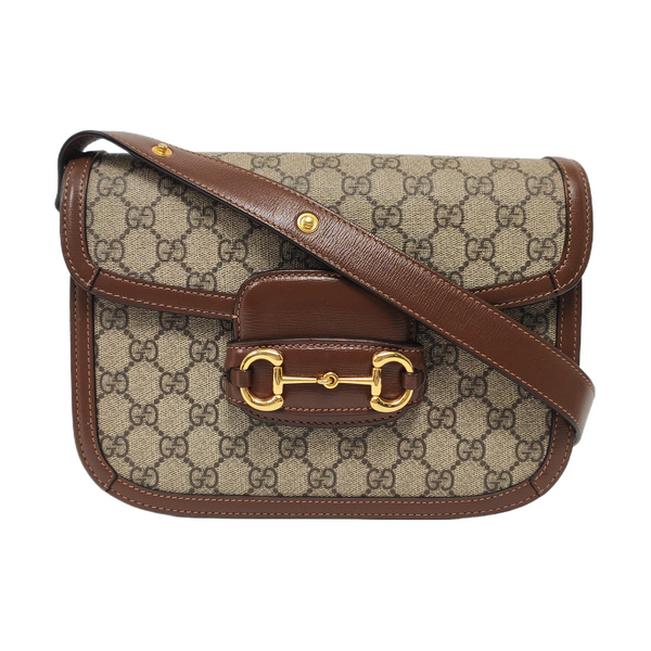 Horsebit 1955 Medium Monogram Coated Canvas Beige