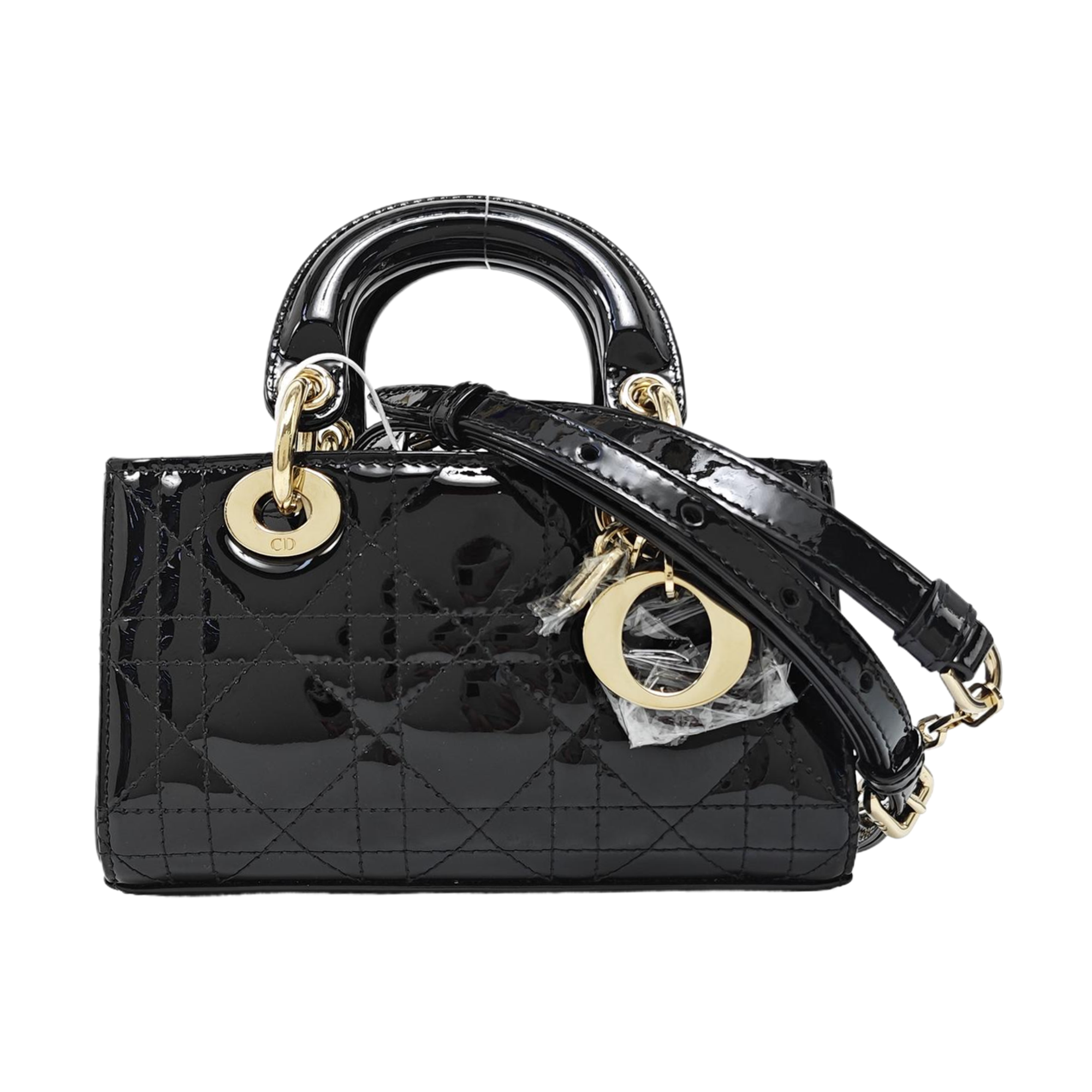Lady Dior Super Mini Cannage Patent Leather Black