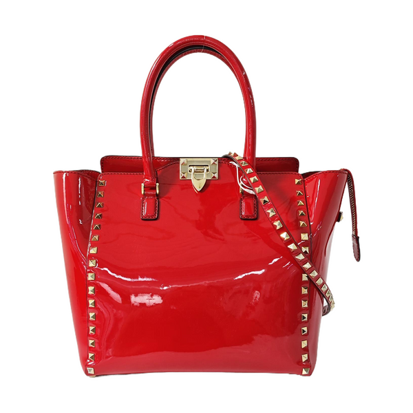 Rockstud Patent Leather Red