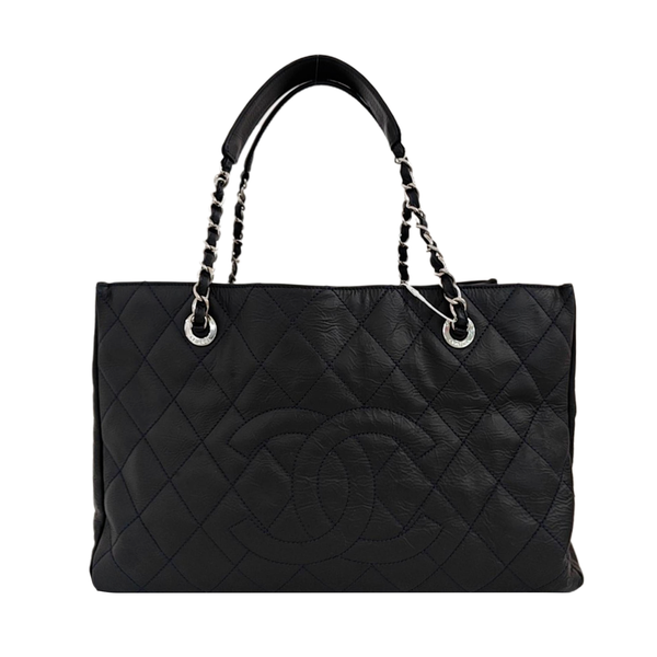 Quilted Calfskin Tote Bag Blue