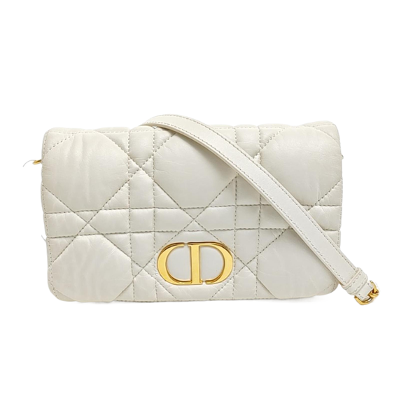 Dior Caro Small Cannage Calfskin White