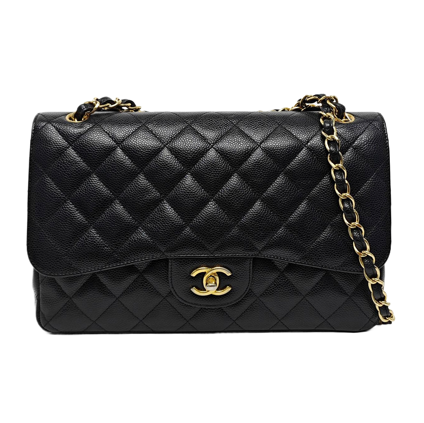 CLASSIC FLAP Jumbo Quilted Grained Calfskin Black