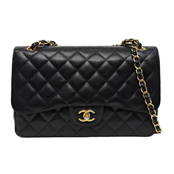 CLASSIC FLAP Jumbo Quilted Grained Calfskin Black