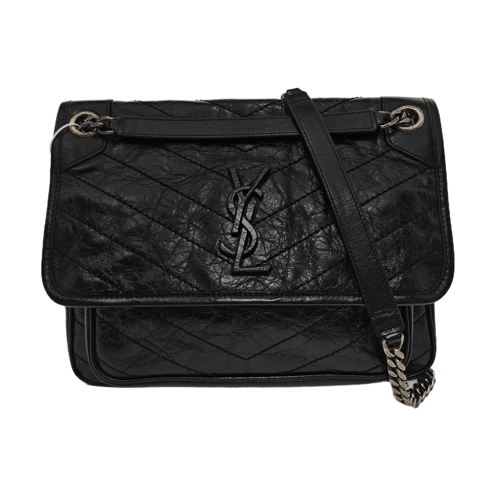NIKI Medium Chevron Calfskin Black