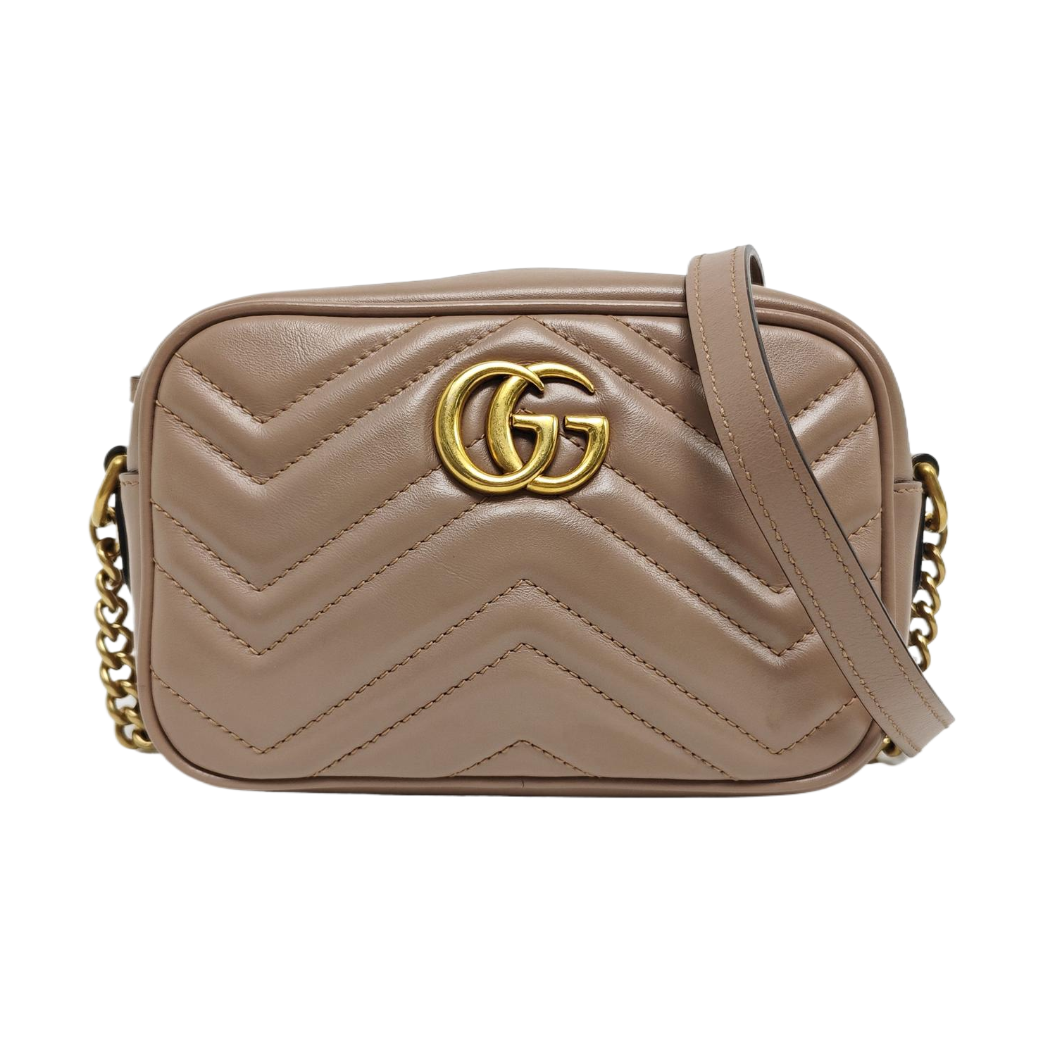 GG Marmont Mini Quilted Calfskin Beige