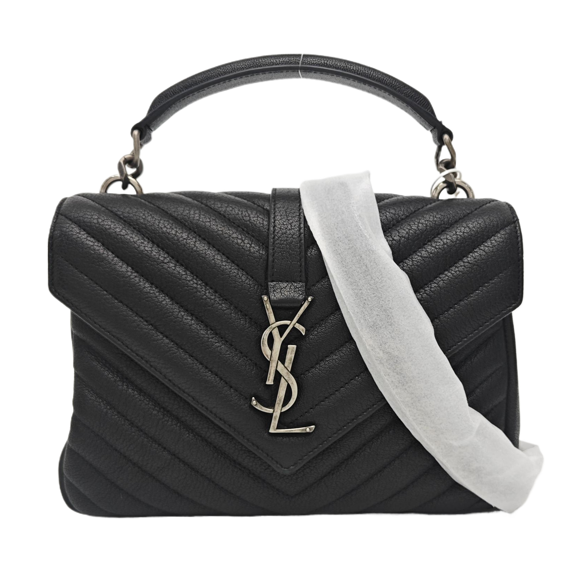 COLLEGE Medium Chevron Lambskin Black