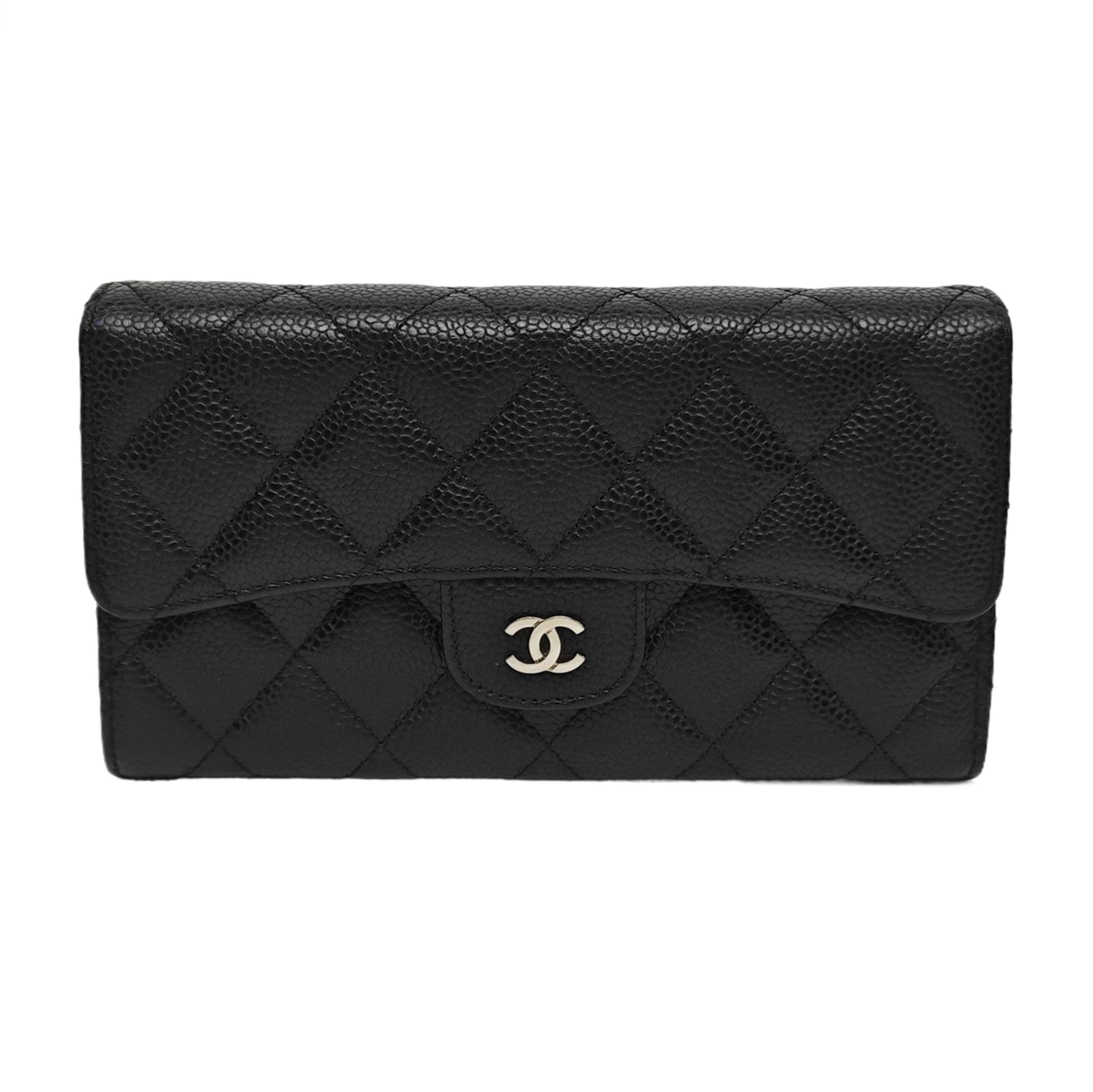 CLASSIC FLAP Mini Quilted Grained Calfskin Black Wallet