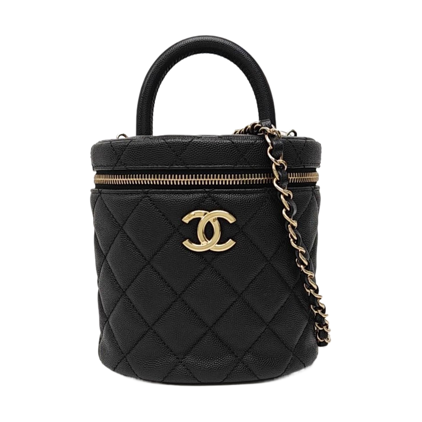 VANITY CASE Medium Quilted Grained Calfskin Black