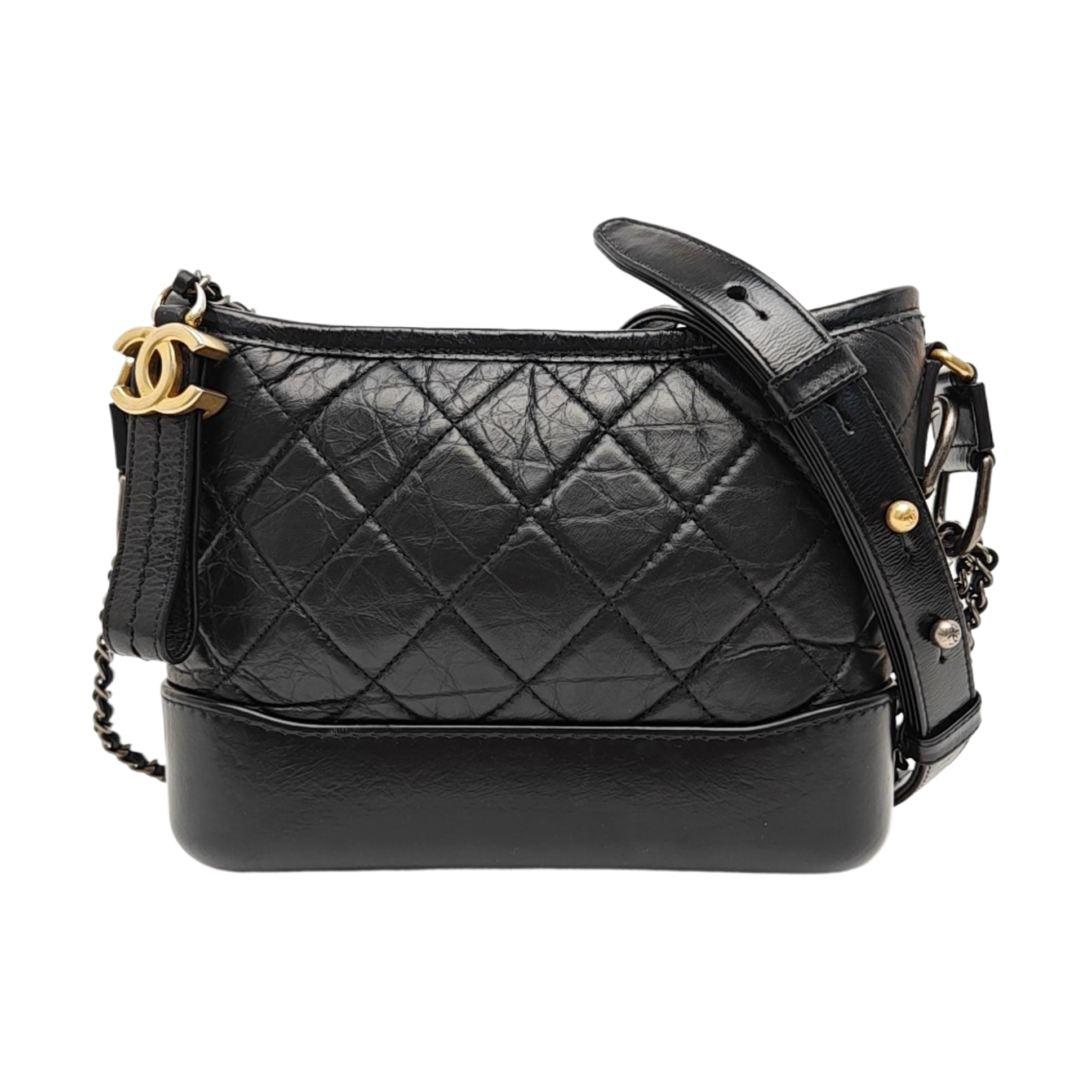 GABRIELLE Small Quilted Vintage Calf Black