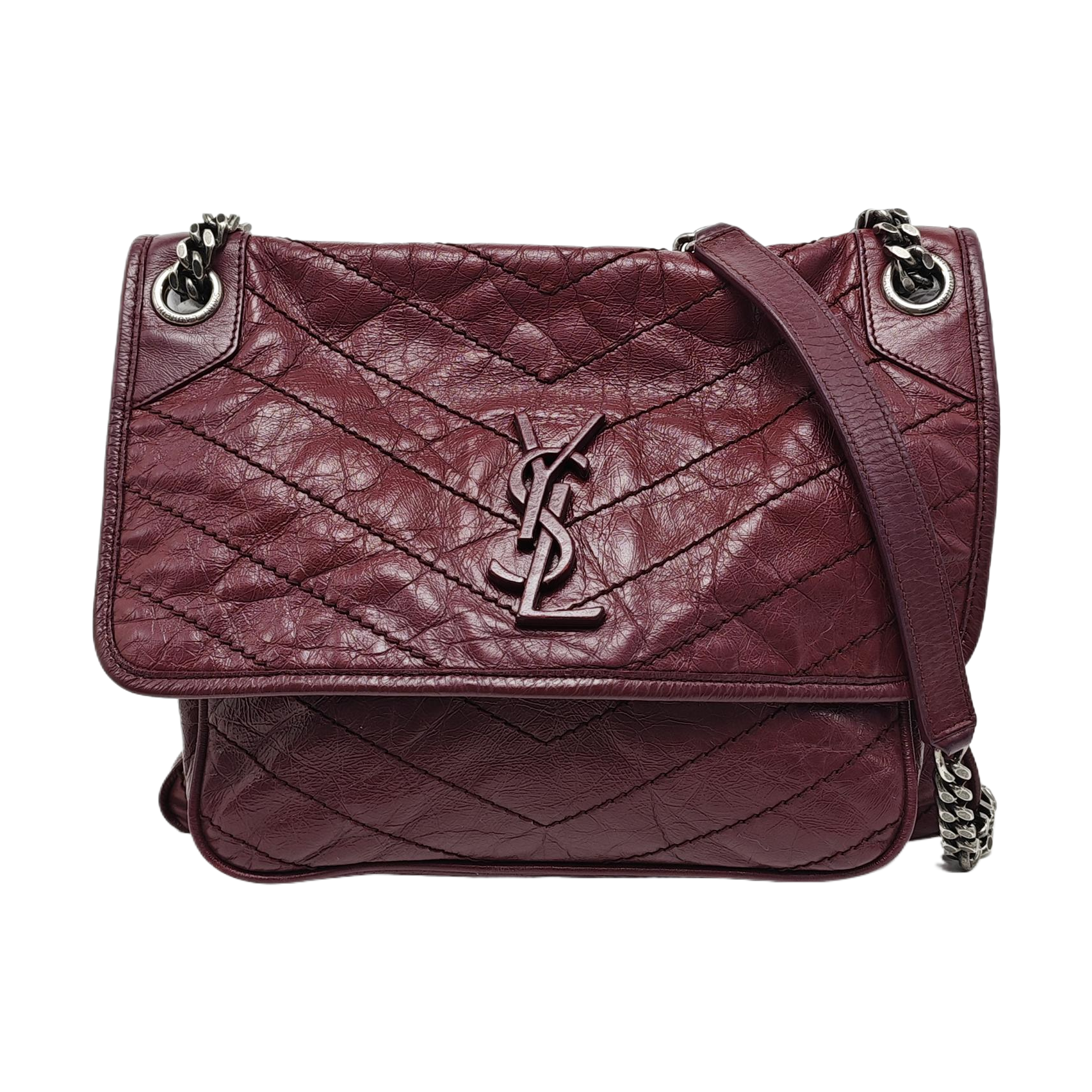 NIKI Medium Chevron Calfskin Red