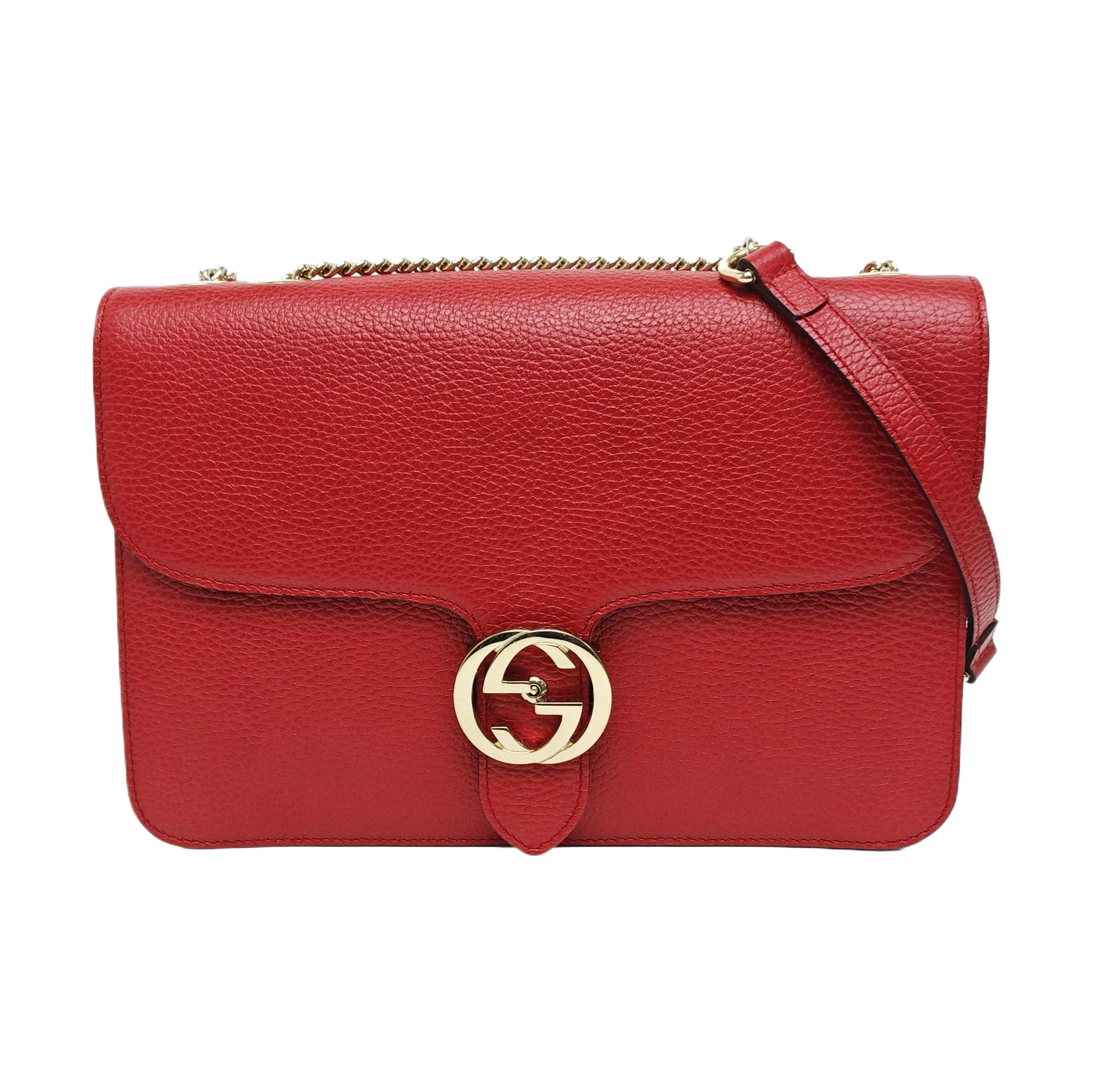 Interlocking G Large Calfskin Red