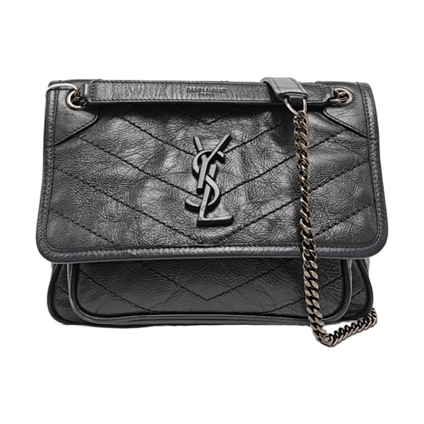 NIKI Small Chevron Calfskin Gray
