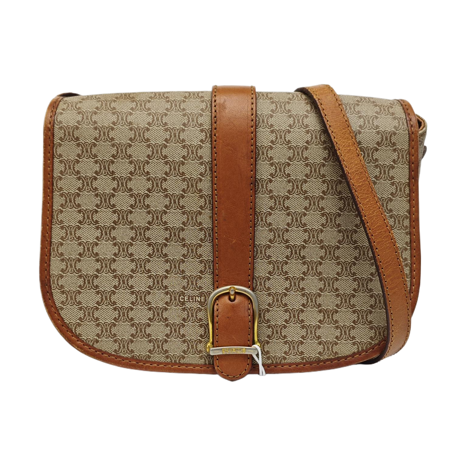 Coated Canvas Crossbody Bag Beige