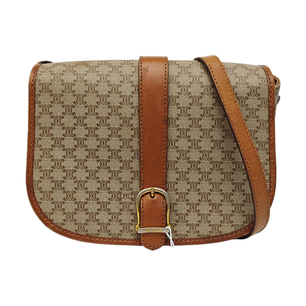 Coated Canvas Crossbody Bag Beige