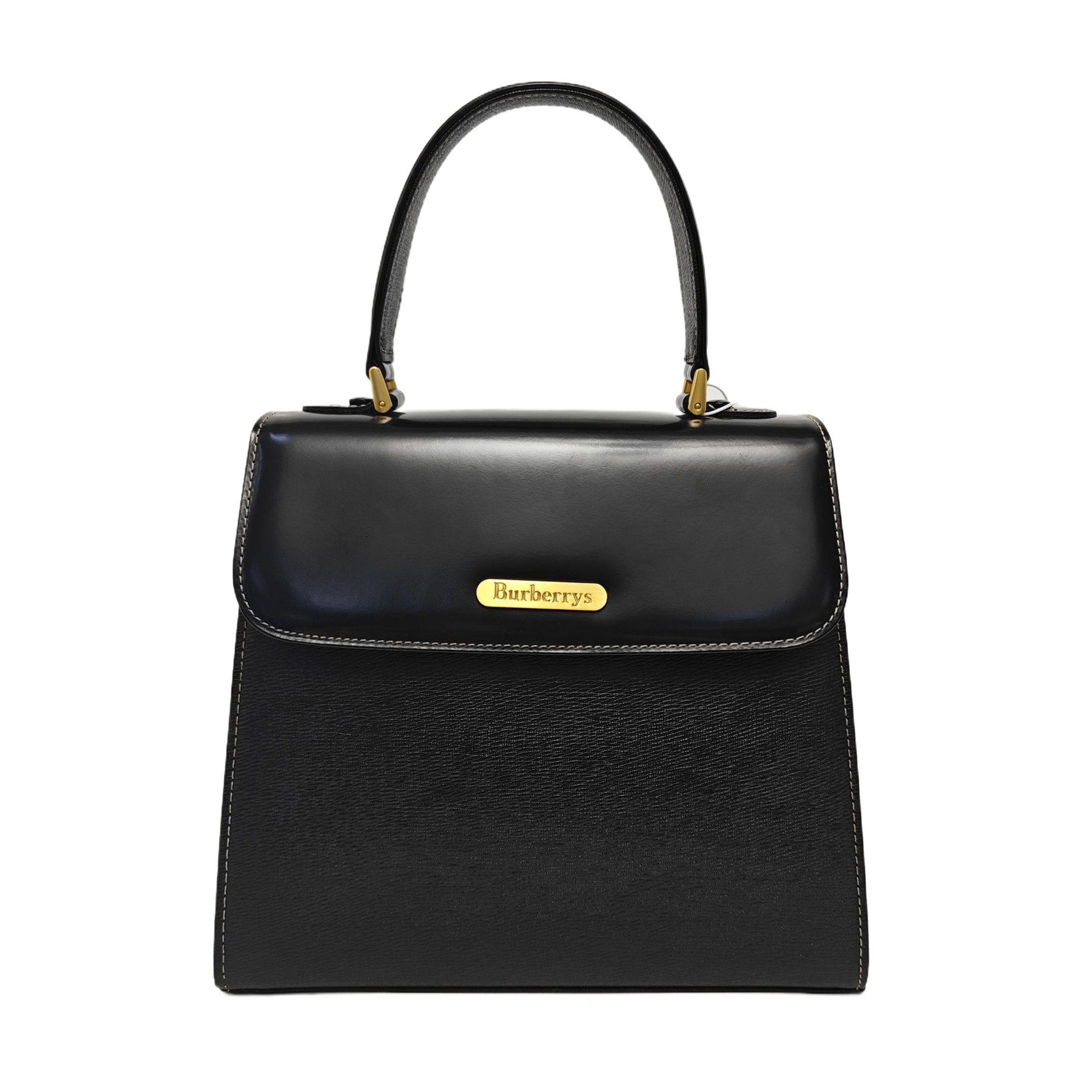 Calfskin Top Handle Bag Black