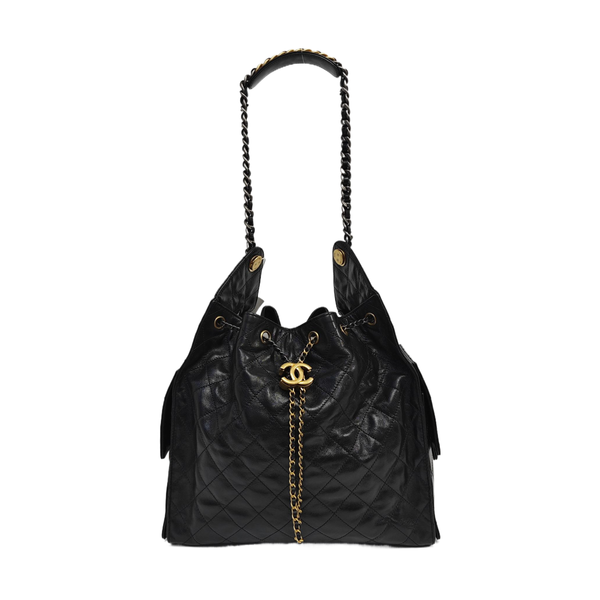 CHANEL 25 Medium Quilted Calfskin Black