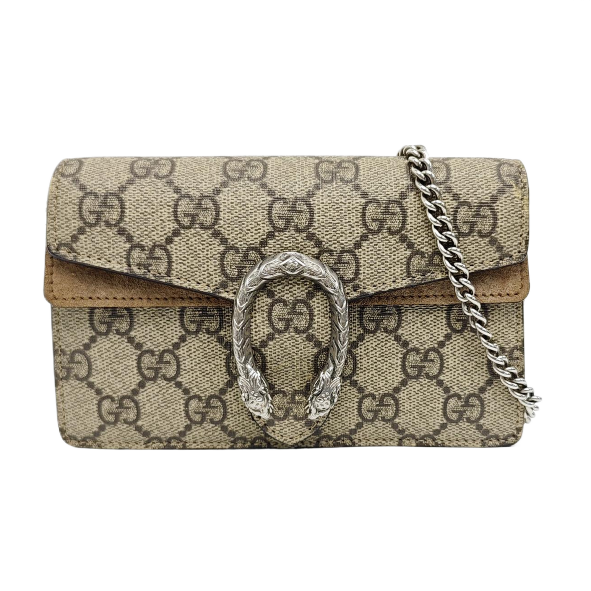 Dionysus Super Mini Monogram Coated Canvas Beige