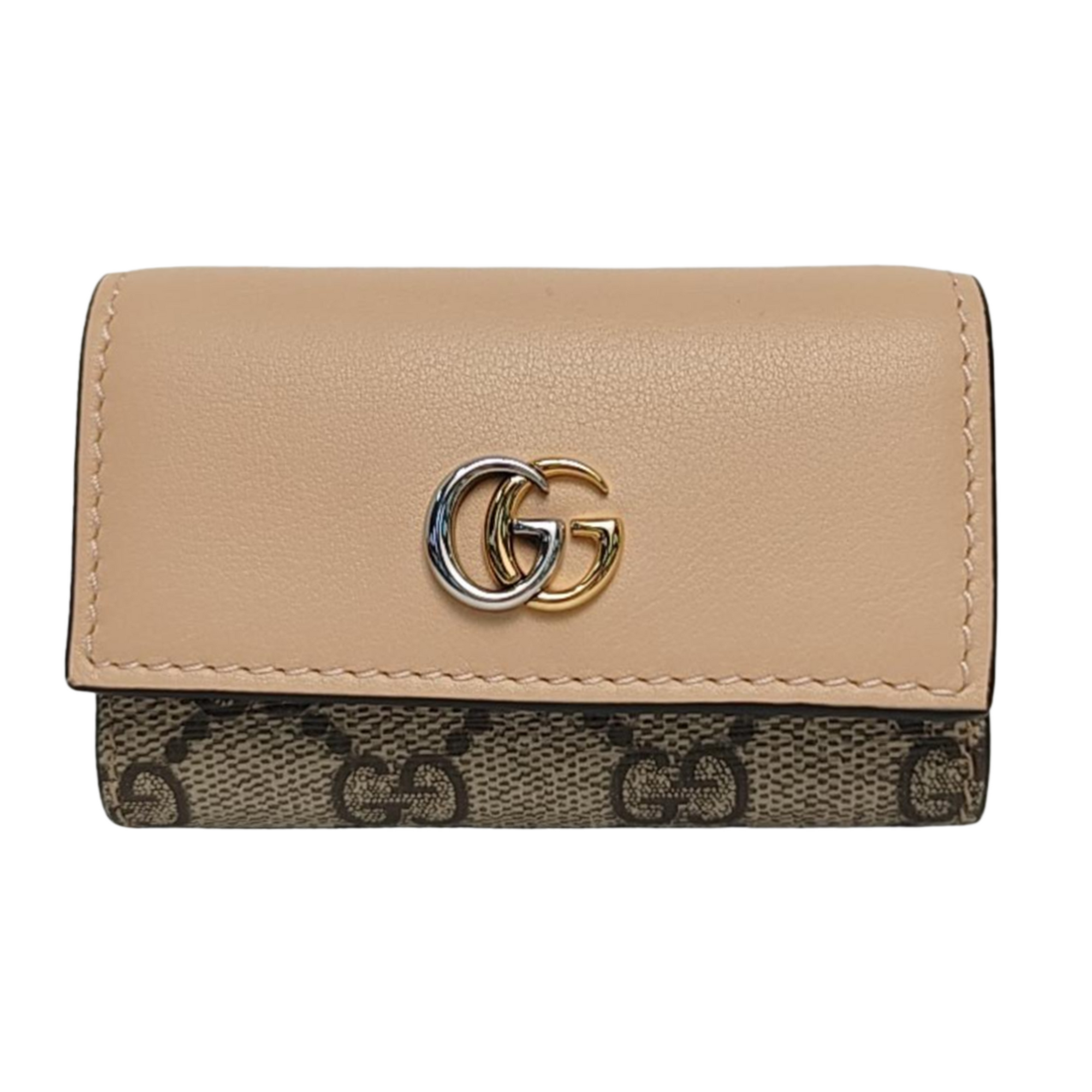 Monedero llavero GG Marmont de lona monogram en beis