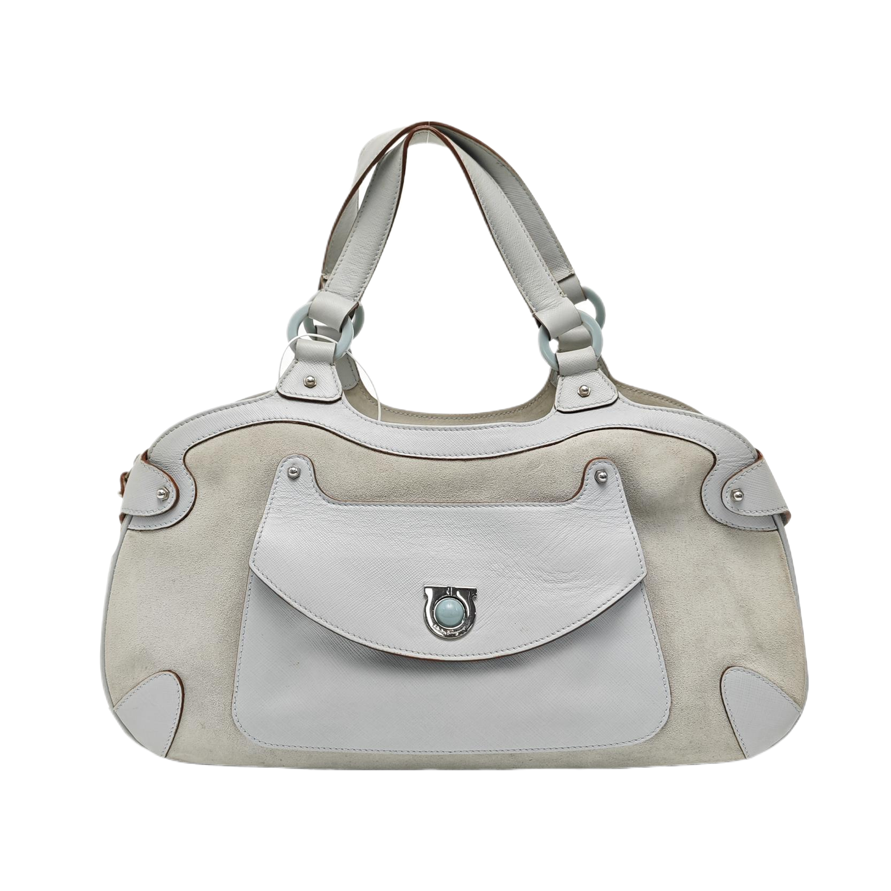 Suede Top Handle Bag Blue