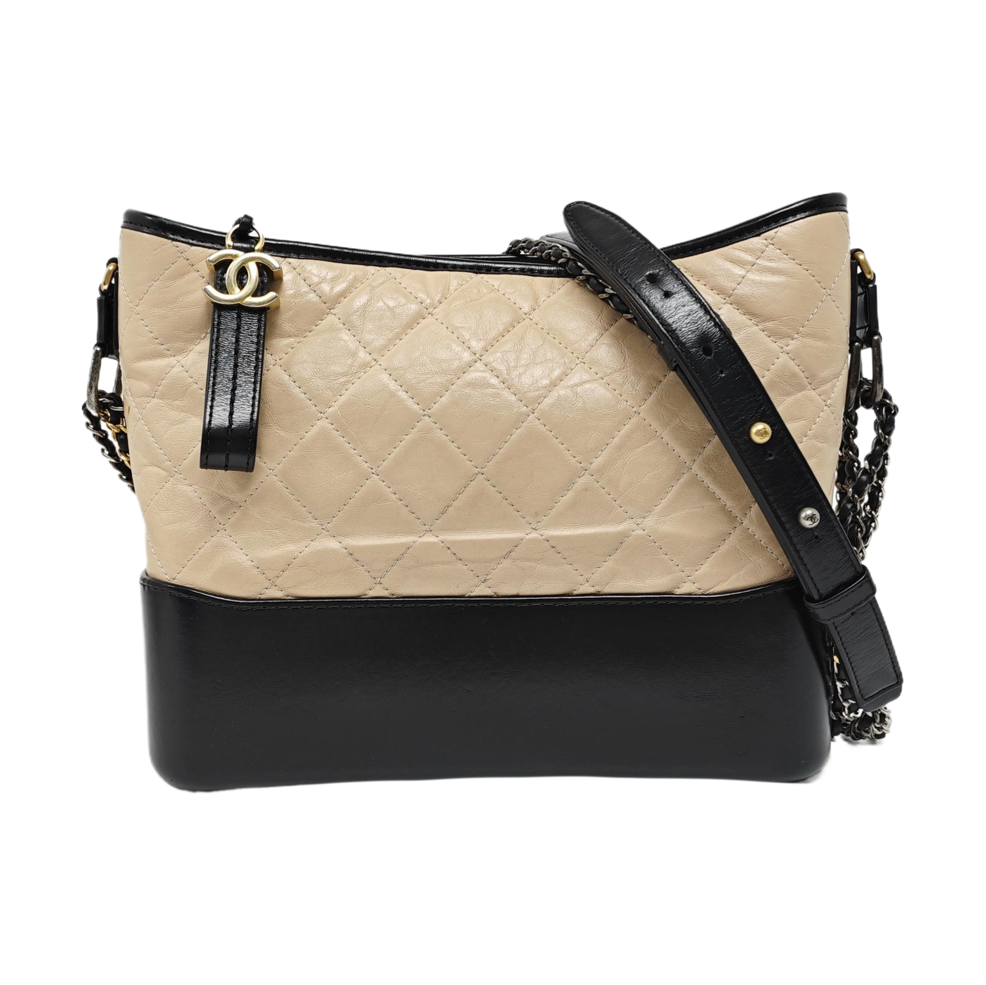 GABRIELLE Medium Quilted Calfskin Beige