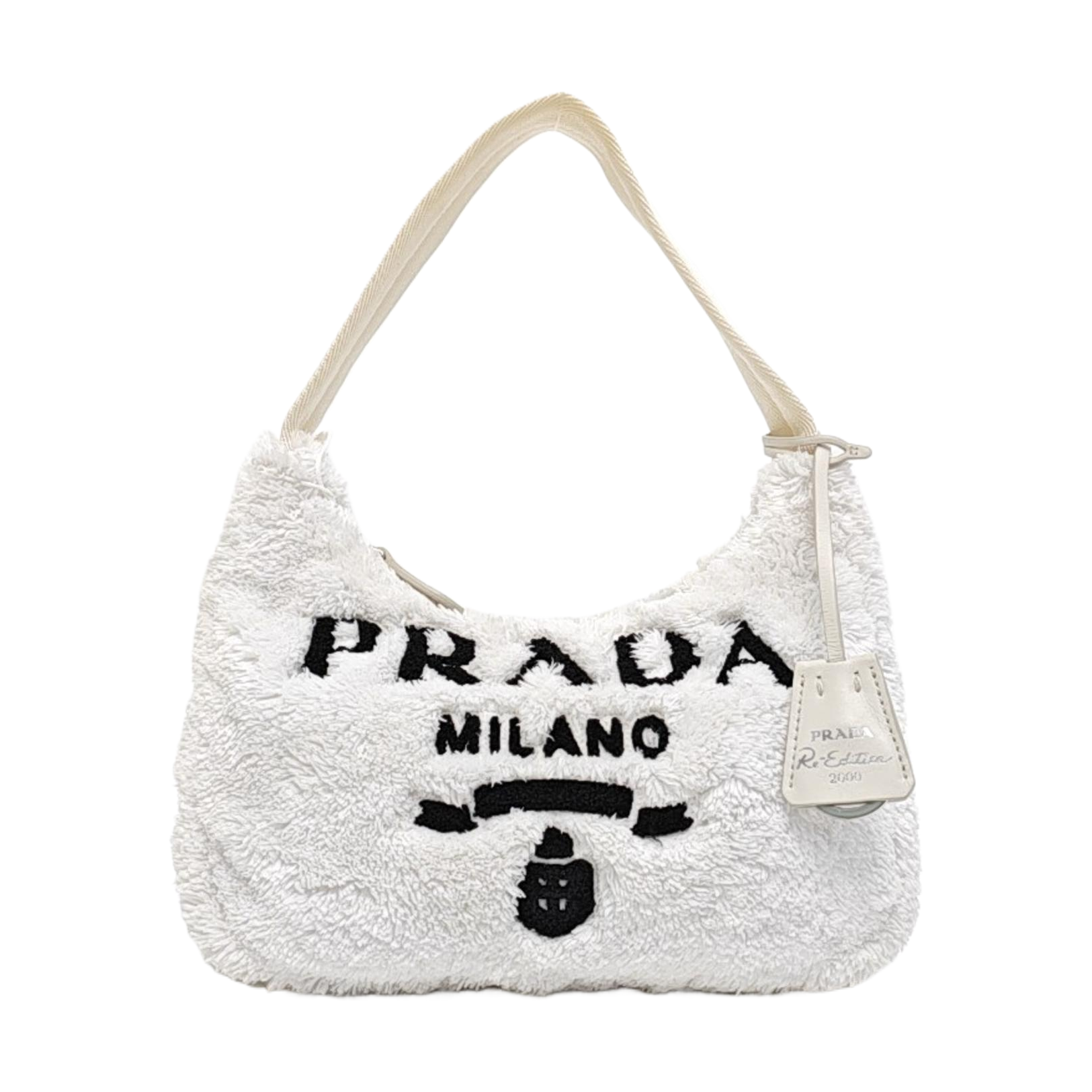 Authenticated pre-owned  Re-Edition2000 Mini Terry Cloth White - Top Handle Bag at Looply