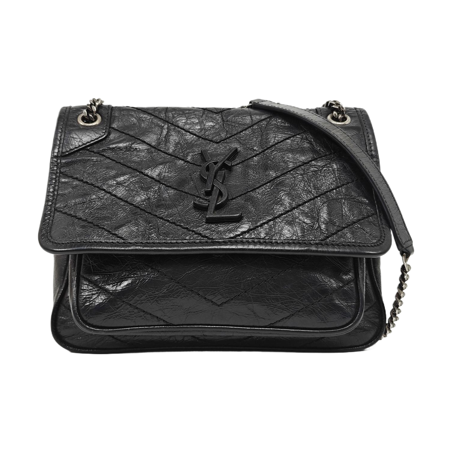 NIKI Small Chevron Calfskin Black