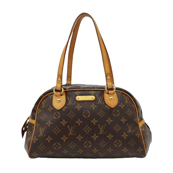 MONTORGUEI PM Monogram Coated Canvas Brown