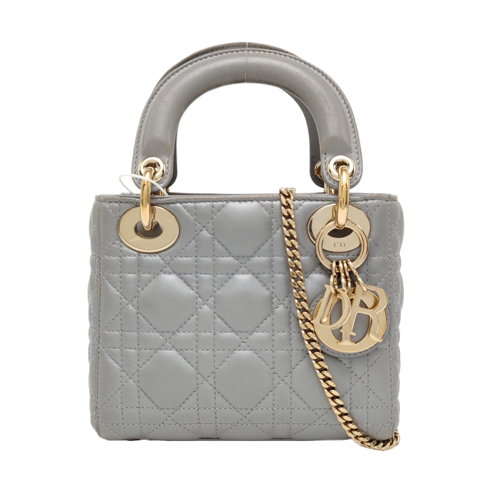 Lady Dior Mini Cannage Lambskin Gray