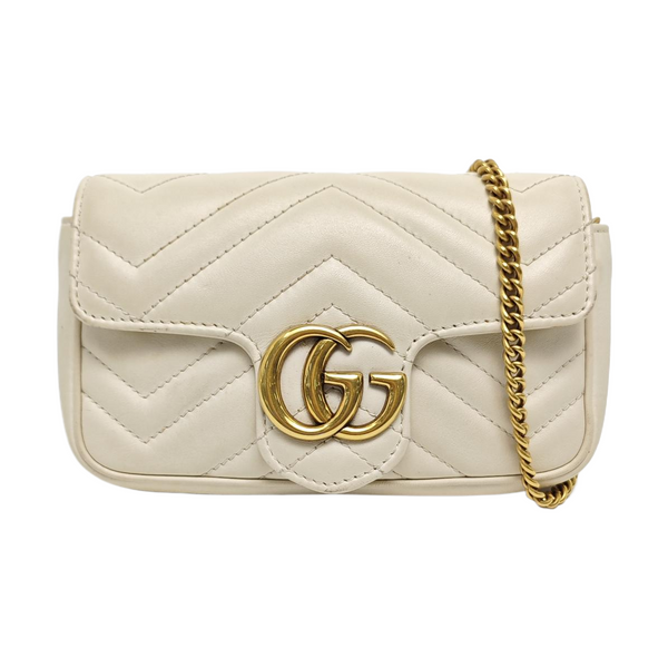 GG Marmont Mini Quilted Calfskin White