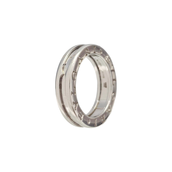 B.ZERO1 18k White Gold Silver Ring EU 49