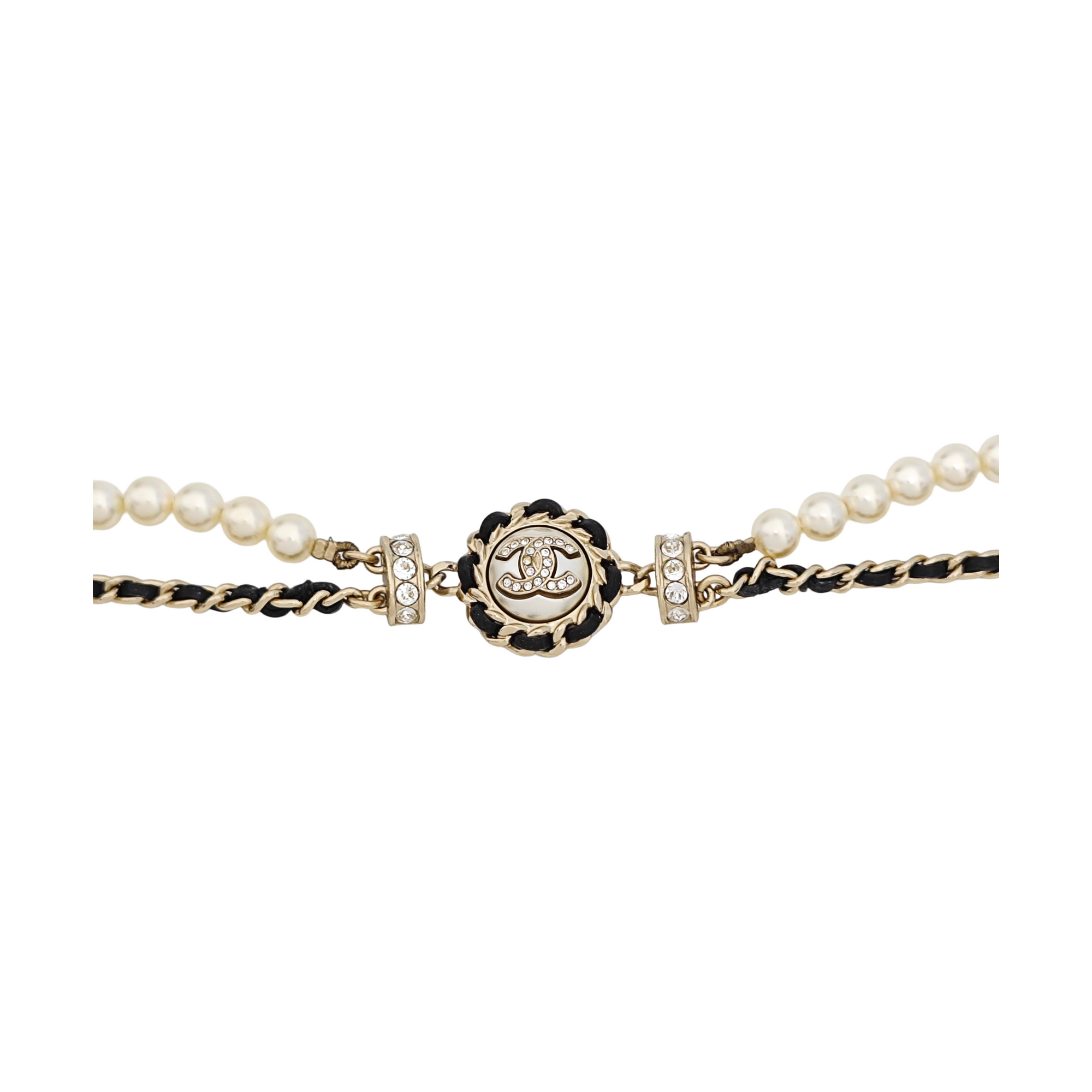 Authenticated pre-owned  Metal Leather White Necklace - Necklace at Looply