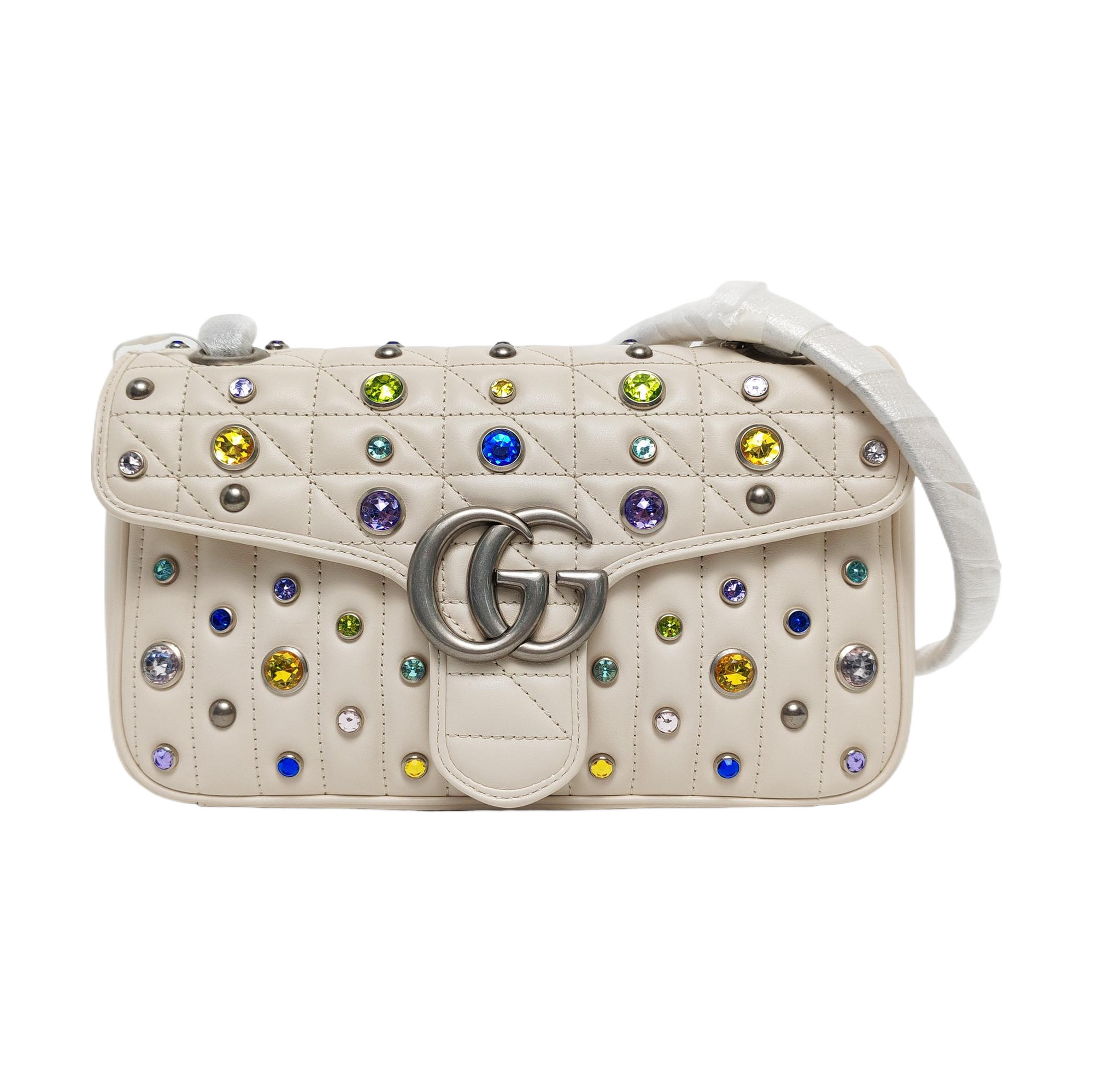 GG Marmont Medium Quilted Calfskin White