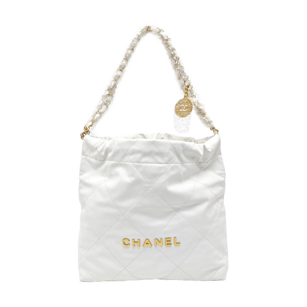 CHANEL 22 Small Quilted Calfskin White