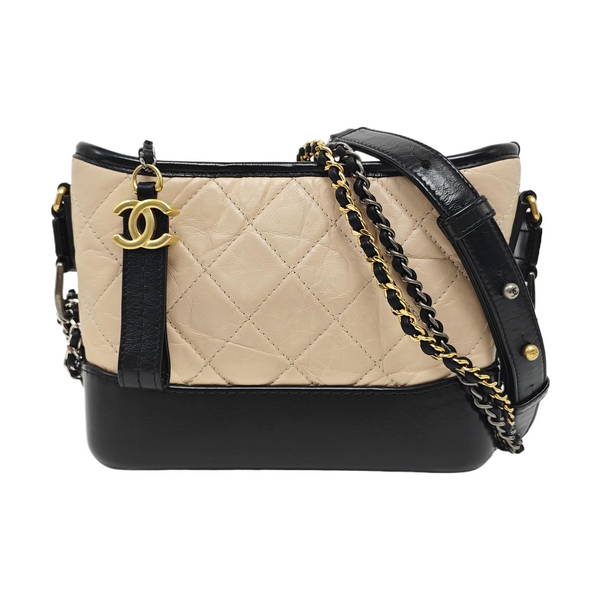 GABRIELLE Small Quilted Calfskin Beige