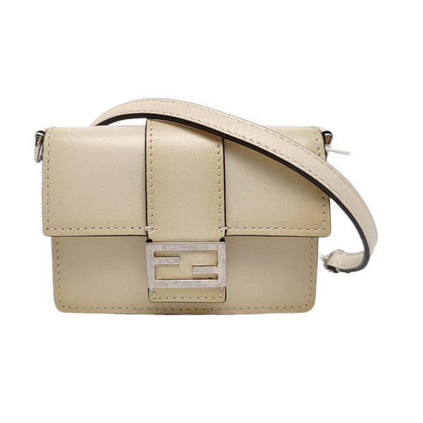 Authenticated pre-owned  Baguette Mini Calfskin Beige - Shoulder Bag at Looply