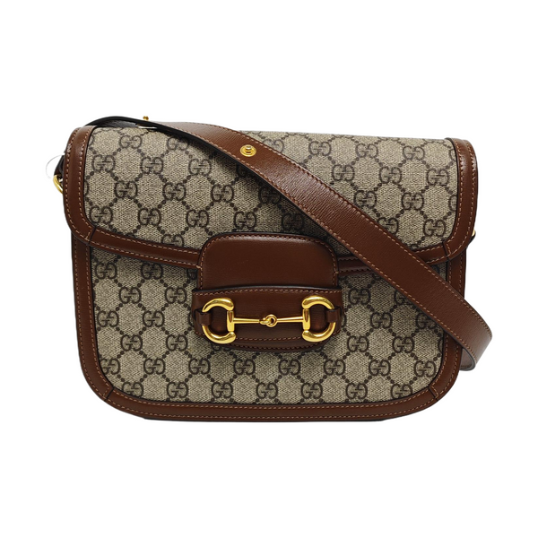 Horsebit 1955 Medium Monogram Coated Canvas Beige