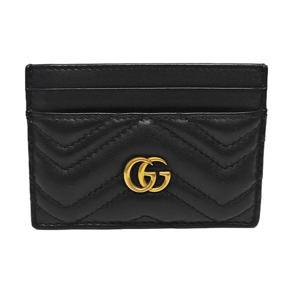 GG Marmont Mini Quilted Calfskin Black Card Holder