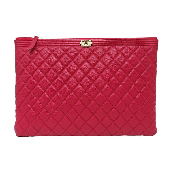 BOY CHANEL Large Quilted Calfskin Pink