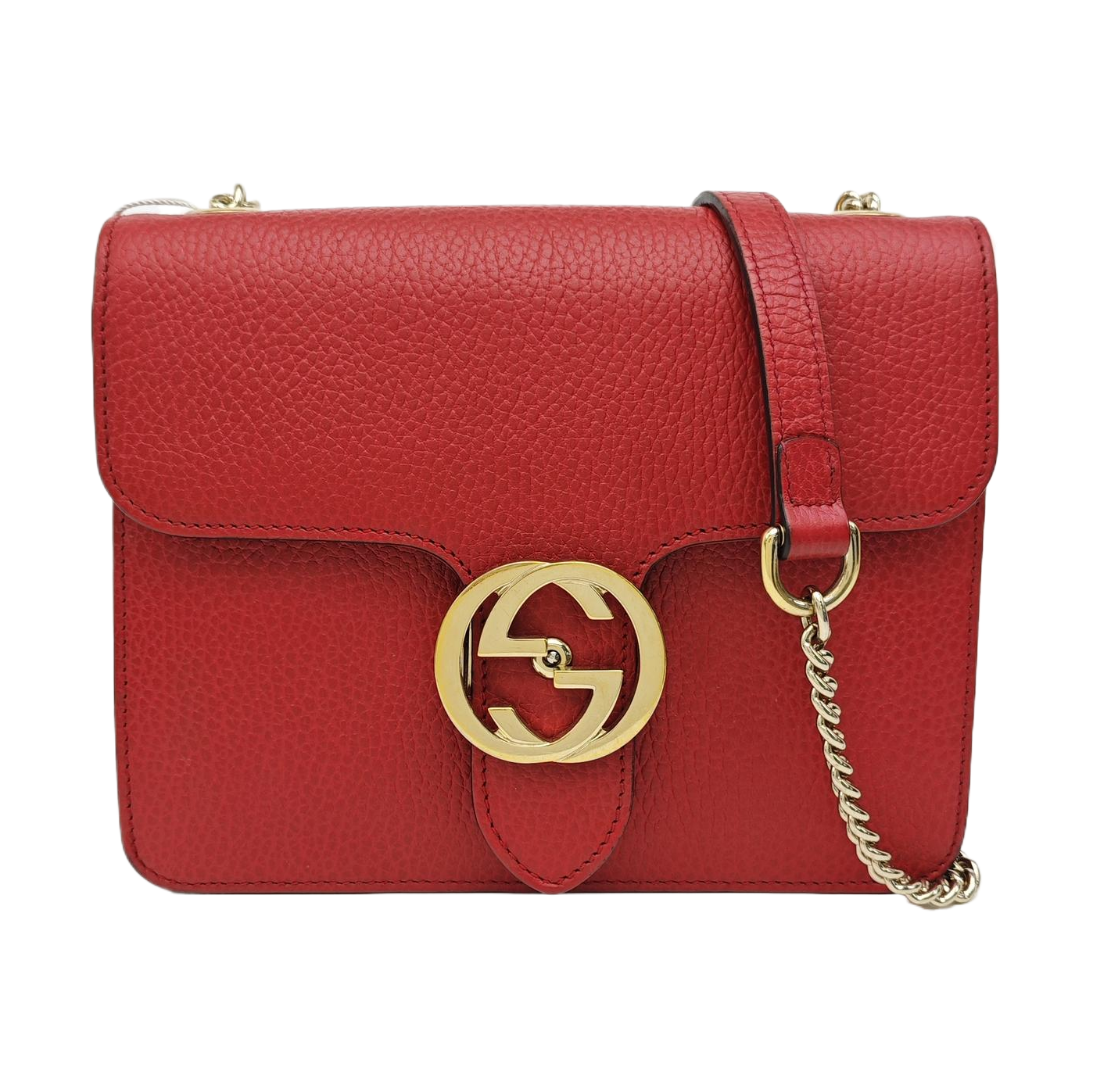 Interlocking G Small Calfskin Red