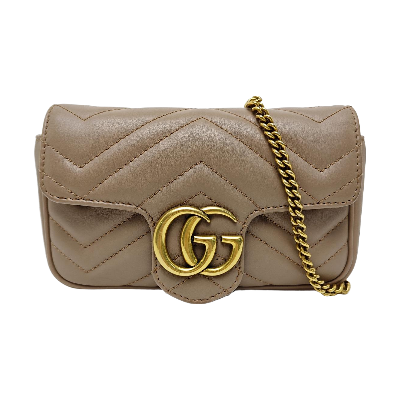 GG Marmont Mini Quilted Calfskin Beige