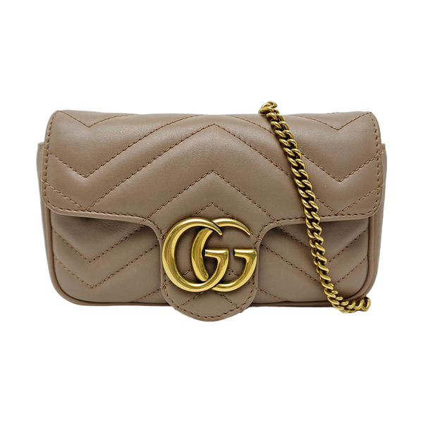GG Marmont Mini Quilted Calfskin Beige