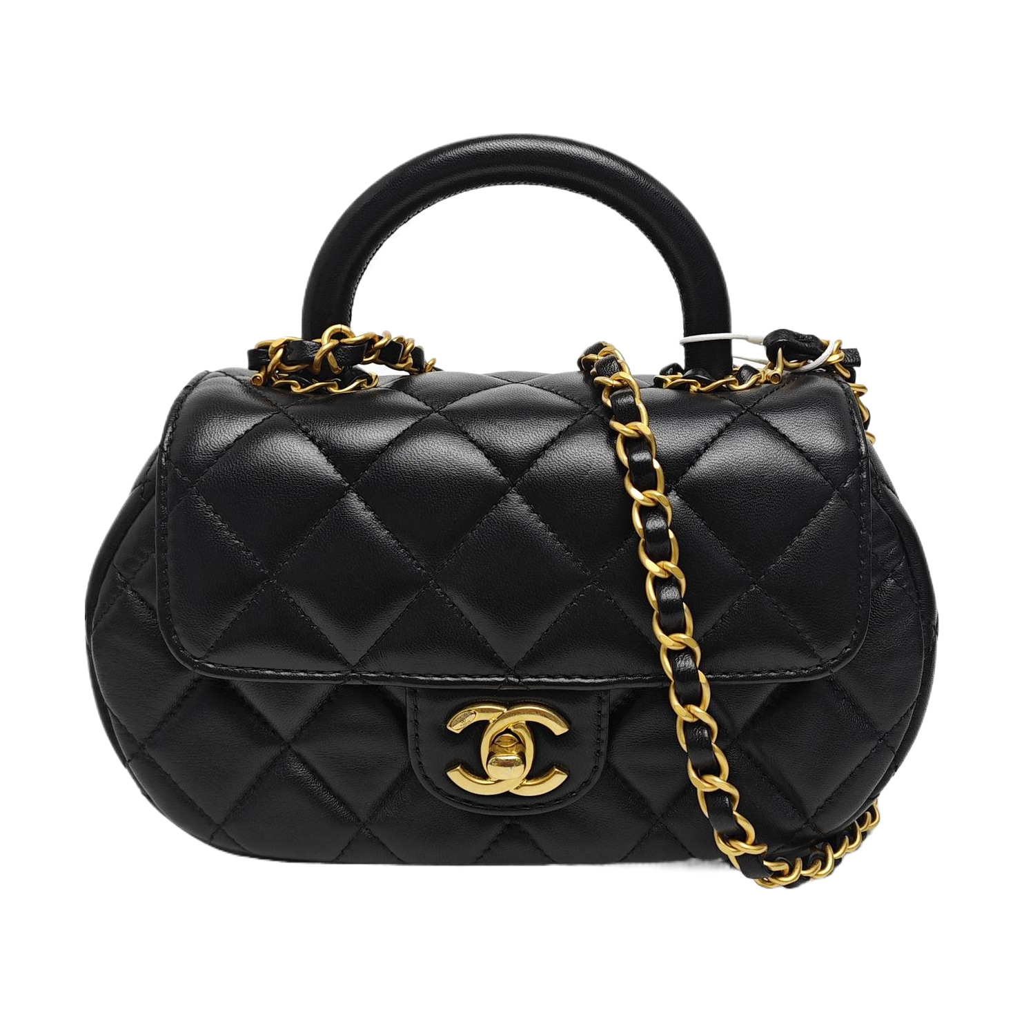Quilted Lambskin Shoulder Bag Medium Black