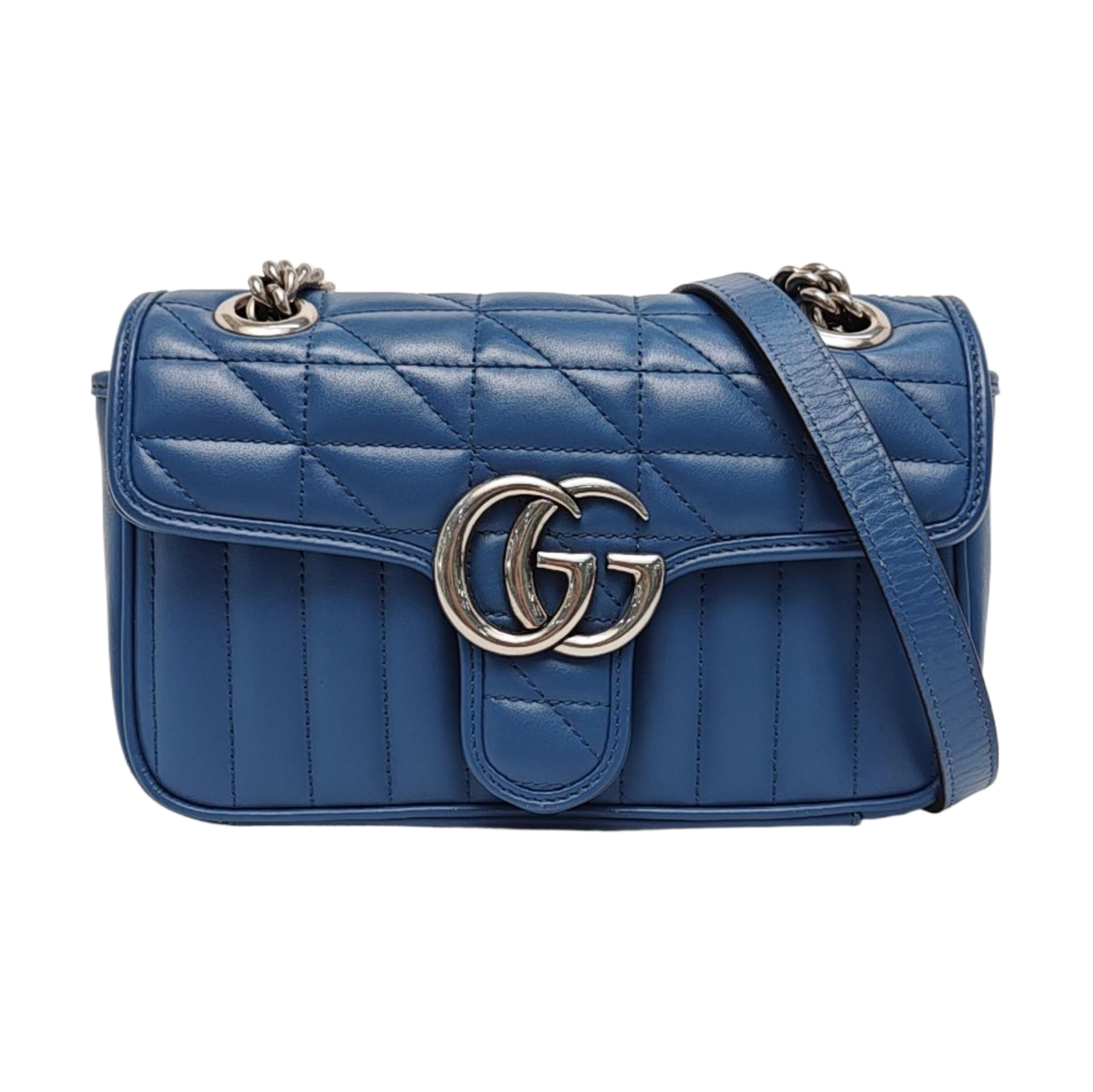 GG Marmont Small Quilted Calfskin Blue