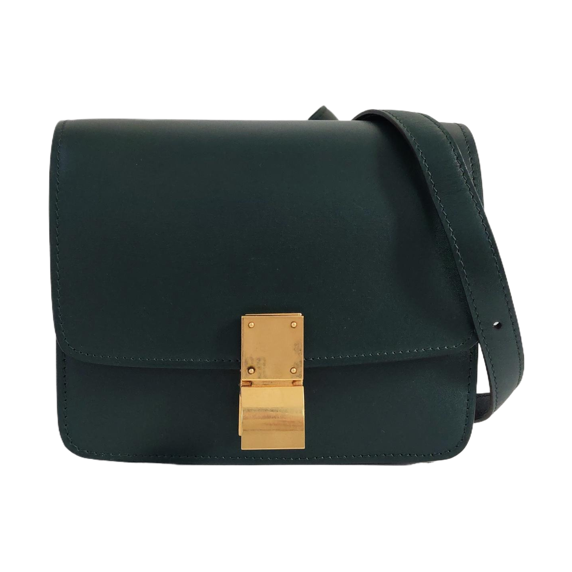 Authenticated pre-owned  CLASSIC BOX Mini Calfskin Green - Shoulder Bag at Looply