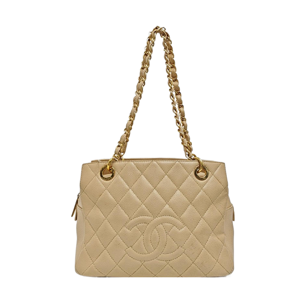 CHANEL PETITE Quilted Grained Calfskin Beige