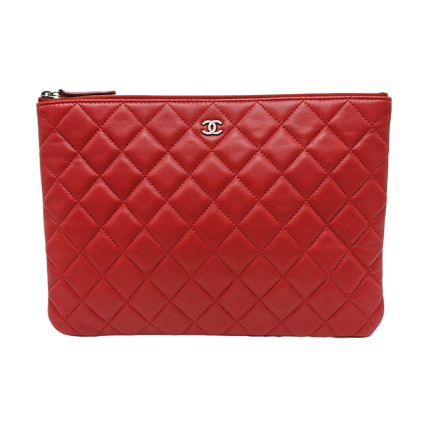 Quilted Lambskin Clutch Red