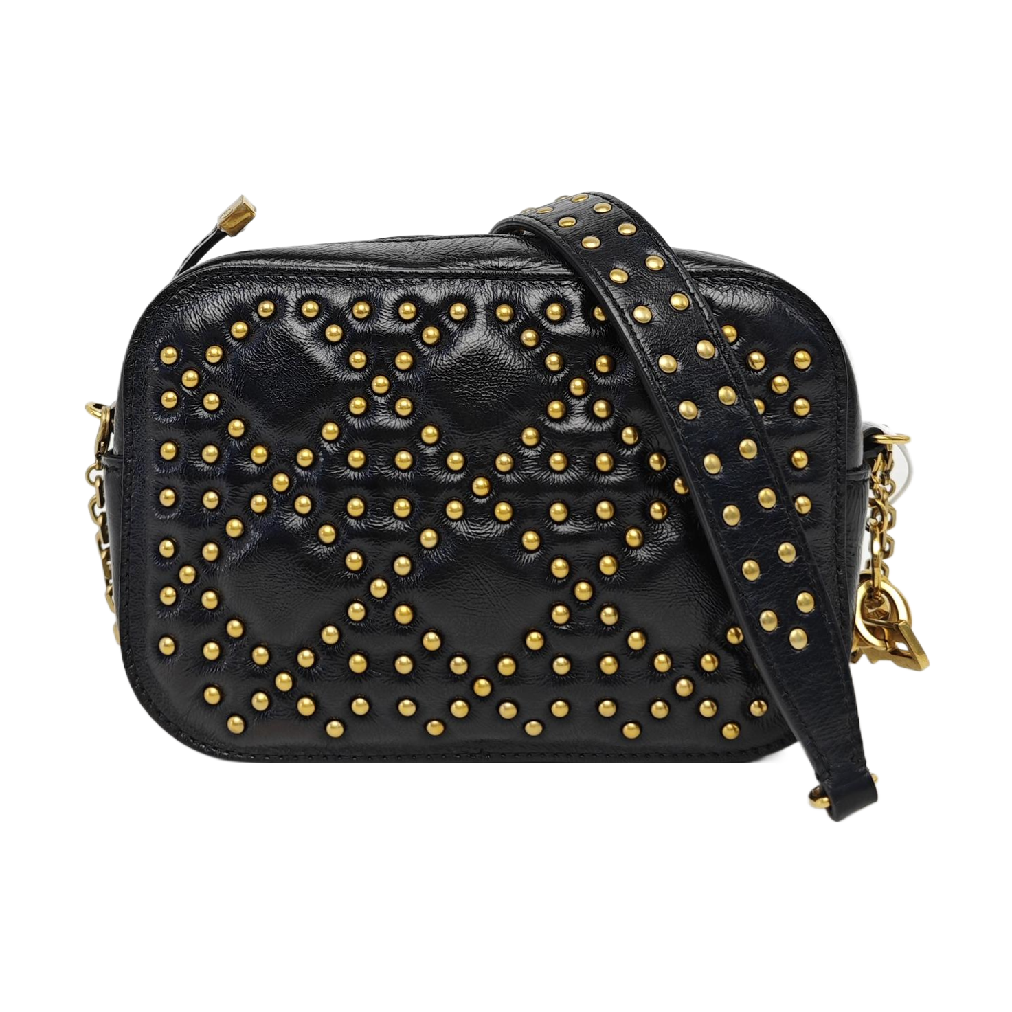 Cannage Calfskin Shoulder Bag Black